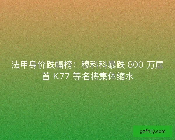 法甲身价跌幅榜：穆科科暴跌 800 万居首 K77 等名将集体缩水